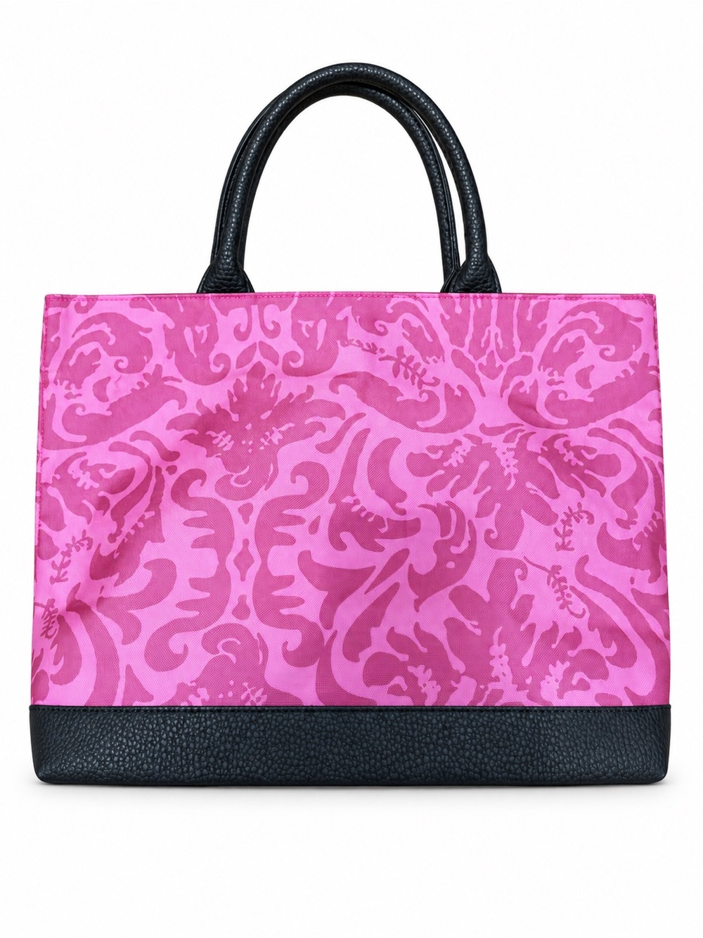 Estée Lauder Pink Damask Floral Tote Bag Black Handles